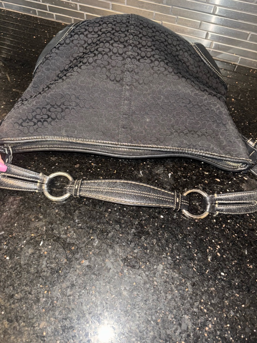 COACH Vintage Soho Signature Mini C Jacquard Hobo Shoulder Bag in Black - Picture 10 of 14